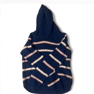 Women's Navy and Pink Striped Sweater